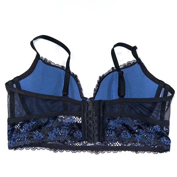 Adore Me Black Navy Lace Pacchi Contour Demi Longline Bra Size 38DD - Picture 7 of 15